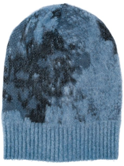 Avant Toi Jacquard Flower Knitted Hat In Blue