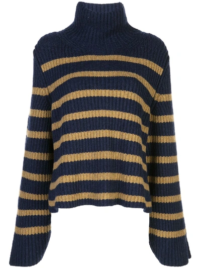 Khaite Molly Cashmere Jumper In Abyss/fawn Stripe