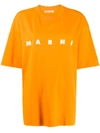 Marni Logo Print Oversized T-shirt In Orange