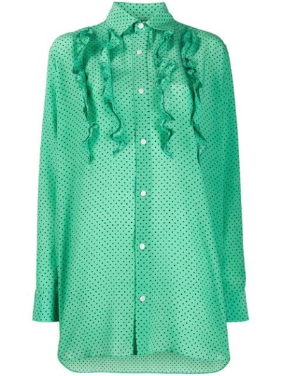 Plan C Oversized Polka Dot Shirt In Green