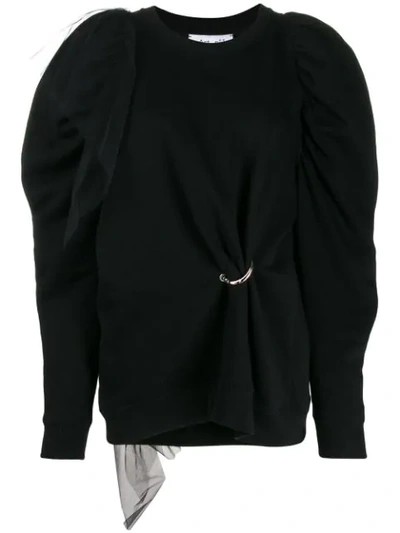 Act N°1 Power Sleeve Pierced Sweatshirt In Black