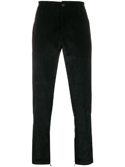 Ferragamo Corduroy Effect Straight Trousers In Black