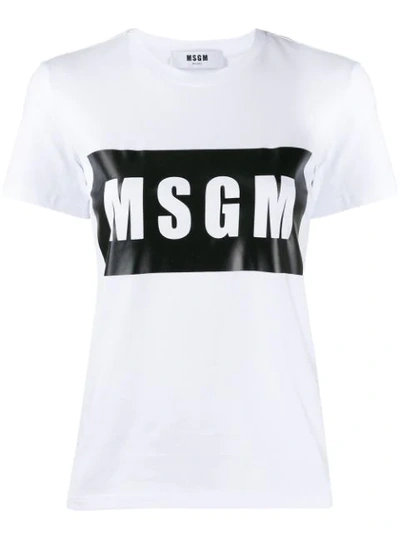 Msgm Logo Print Crewneck T-shirt In White