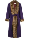 GUCCI LEOPARD PRINT TRIMMED BELTED COAT