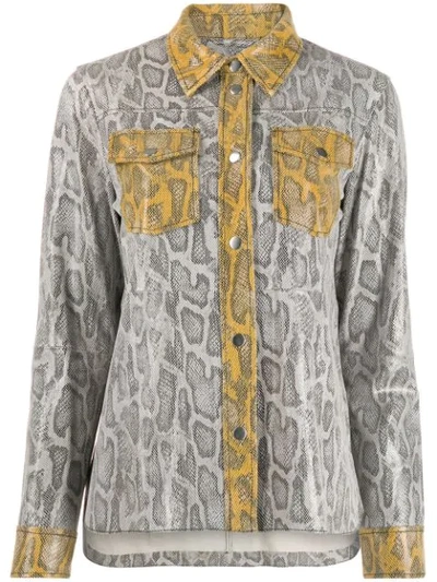 Stand Studio Mazal Two-tone Snake-effect Leather Shirt In Animal Print