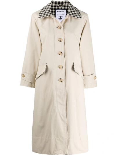 Barbour Checked Collar Raincoat In Neutrals | ModeSens