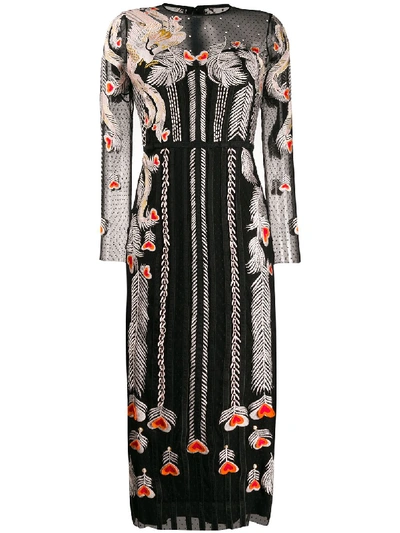 Temperley London Embroidered Tulle Dress In Black