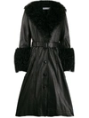 Saks Potts Foxy Shearling Trench Coat Black In Black