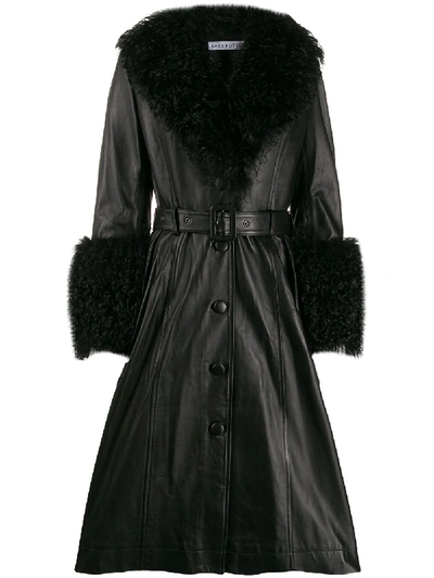 Saks Potts Foxy Shearling Trench Coat Black