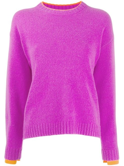 Victoria Victoria Beckham Stretch Jersey-trimmed Wool Sweater In Purple