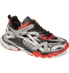 Balenciaga Track.2 Open Mesh Running Sneakers In Black/ Grey/ Red