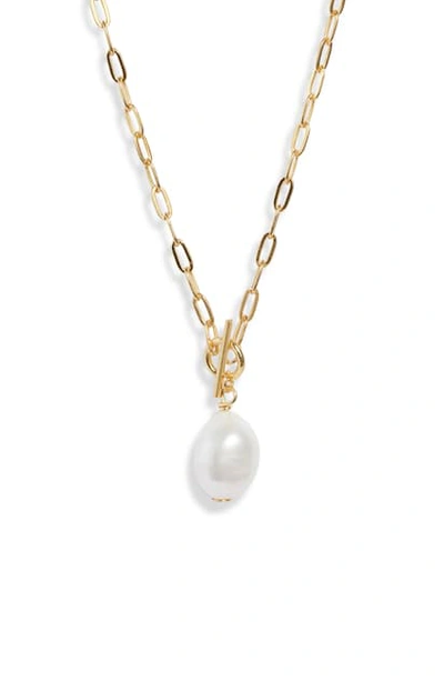 Argento Vivo Pearl Pendant Toggle Necklace In Gold