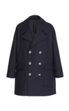 GIVENCHY DOUBLE BREASTED NAVY WOOL COAT,725964
