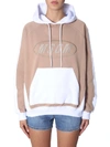 MSGM MSGM EMBROIDERED LOGO COLOUR BLOCK HOODIE