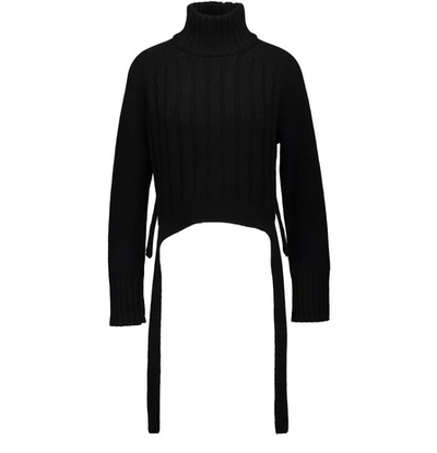 Proenza Schouler Wool-cashmere Drape-hem Turtleneck Sweater, Black