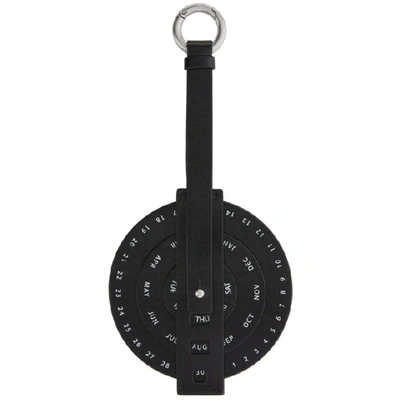 Jil Sander Calendar Leather Key Ring In Black