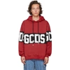 Gcds Band Logo Print Pullover Hoodie In Red