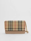 BURBERRY Vintage Check Canvas and Leather Bag