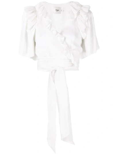 Aje Ruffled Cropped Blouse In White