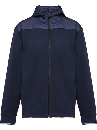 Prada Jacke Mit Gabardine-einsatz In Blue