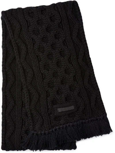 Prada Cable Knit Scarf In Black