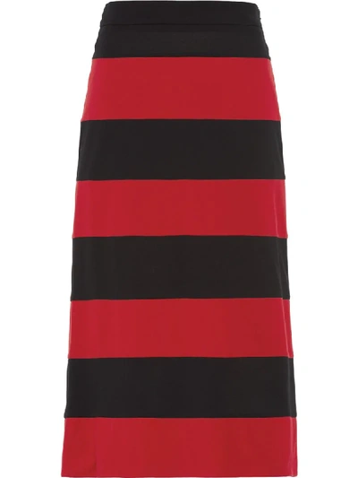 Prada Jersey Striped Skirt In Black