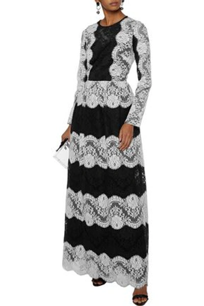 Dolce & Gabbana Two-tone Lace Gown In Black