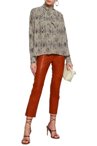 Isabel Marant Woman Cropped Stretch-leather Straight-leg Pants Tan In Red