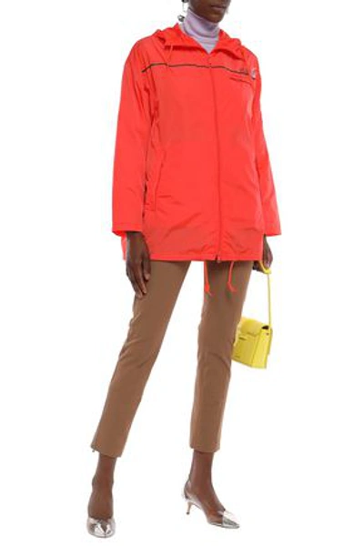 Prada Woman Printed Shell Hooded Jacket Bright Orange