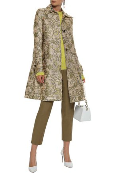 Valentino Brocade Coat In Gold