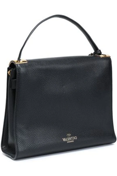 Valentino Garavani Embellished Pebbled-leather Shoulder Bag In Black