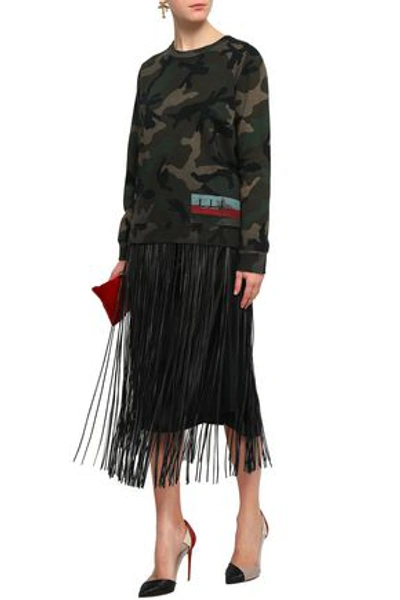 Valentino Garavani Fringed Leather Belt In Black