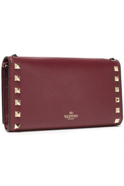 Valentino Garavani Woman Rockstud Leather Continental Wallet Grape In Brown