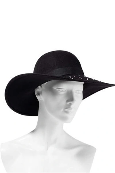 Eugenia Kim Honey Faux Pearl-embellished Wool-felt Hat In Black