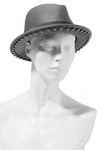 EUGENIA KIM EUGENIA KIM WOMAN FRANCIS FAUX PEARL-EMBELLISHED WOOL-FELT FEDORA ANTHRACITE,3074457345620549753