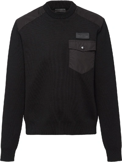 Prada Pullover Mit Brusttasche In Black