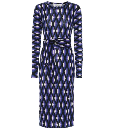 Diane Von Furstenberg Gabel Printed Wool Belted Dress In Multicoloured