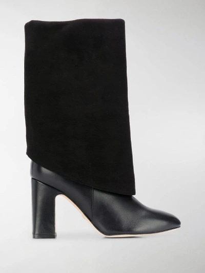 Stuart Weitzman Lucinda Suede & Leather Block-heel Boots In Black