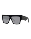 Celine Unisex Polarized Flat Top Square Sunglasses, 57mm In Black