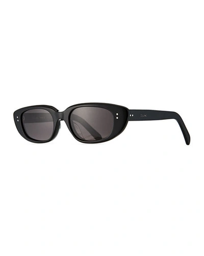 Celine 51mm Oval Cat Eye Sunglasses In Black/ Smoke