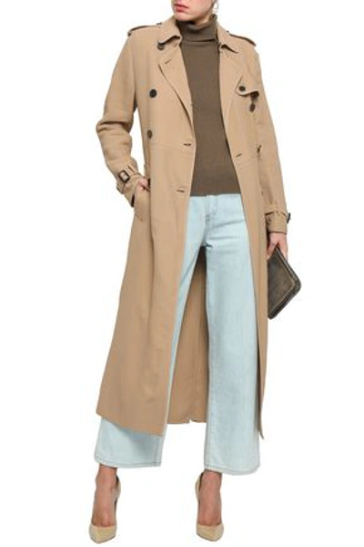 Valentino Woman Quilted Silk-crepe Trench Coat Beige