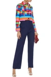 VALENTINO VALENTINO WOMAN WOOL AND SILK-BLEND STRAIGHT-LEG PANTS INDIGO,3074457345620099122