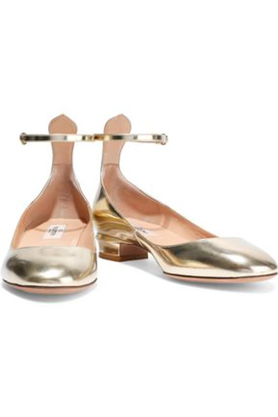 Valentino Garavani Mirrored Leather Ballet Flats In Gold
