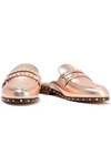 VALENTINO GARAVANI SOUL ROCKSTUD METALLIC LEATHER SLIPPERS,3074457345620736874