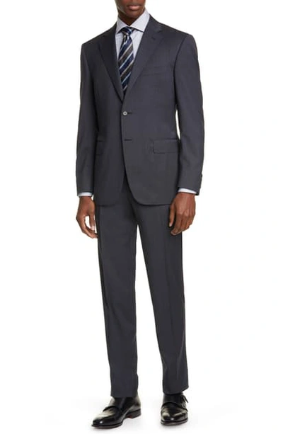 Canali Siena Soft Shadow Stripe Classic Fit Wool Suit In Grey