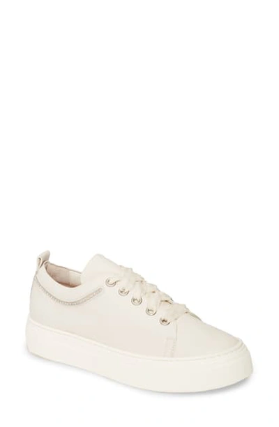Agl Attilio Giusti Leombruni Crystal Embellished Sneaker In Off White Smooth
