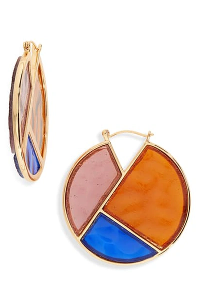 Lizzie Fortunato Glass Mosaic Hoop Earrings In Gold/ Multi