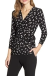 ANNE KLEIN PRINTED WRAP TOP,10732804