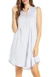 Hanro Cotton Deluxe Sleeveless Shirtwaist Nightgown In Blue Glow