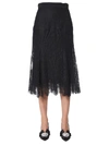 Dolce & Gabbana Fluted Lace Midi Skirt In Nero